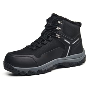 Men’s Waterproof Snow Boots Insulated Winter Boots with Non Slip Rubber Sole FurLined Warmth for Hiking Shoveling Work And Daily Commute