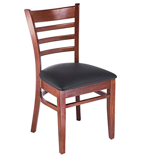 Ladderback Side Chair in Medium Oak with Black Seat (Set of 2)