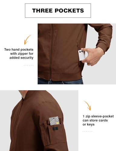 Image of TBMPOY Men's Windproof Bomber Jackets Lightweight Track Jackets Windbreaker Outdoor Golf Fashion Coat