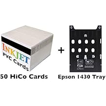 Inkjet PVC Card Kit for Epson Artisan 1430, Stylus Photo 1400, 1410, 1430W, 1500W, R800, R1800, R1900, R2000, R2880, SureColor P400 & P600 Includes Tray and 50 HiCo Magnetic Stripe Inkjet PVC Cards