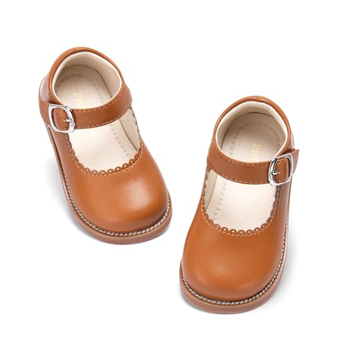 Image of PHIRAMIN Toddler Girl Mary Jane Student Oxford Shoes-Little Girl School Uniform Shoes for Wedding Party