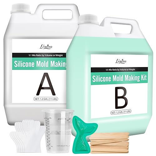 Silicone Molds Making Kit - 2.4 Gallon 15A Liquid Silicone Rubber for Mold Making - 1:1 Mixing Ratio Fast Curing Molds Making Silicone for Resin Molds, Casting, Candle Mold, Soap Mold, DIY Crafts