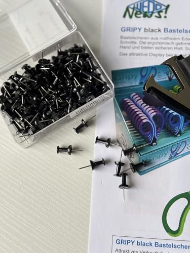 Wedo Pinnnadeln Diabolo-Form 100 Stück schwarzer Metallkopf großer Griffmulde kompakte Klarsichtdose
