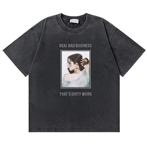 Photo de Générique T-Shirt Manches Longues en Coton Délavé, Vintage, Album DirtyWork, Streetwear, Haut for Fans, Cadeaux D'été(Black B,M)
