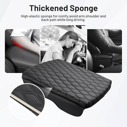 Image of Autorder Center Console Cover for 2019-2025 2026 Dodge Ram 1500 /2500 /3500 Accessories Armrest Cushion Cover Nappa Leather Middle Console Covers Console Cushion Pad Anti-Scratch(Bucket Seat Only)