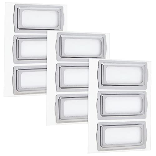 9 Pack Small Self Adhesive Metal Bookplates For Books, Drawers, Horizontal Label Holder For Drawer, File Cabinet, Shelves, Classroom, Library, Office (2 X 1 Inches) #TOP12