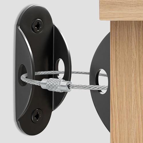 Image of Furniture Anchors for Baby Proofing, Anti Tip Furniture Anchor Securing 420lbs Tension Earthquake Resistant Metal Furniture Wall Anchor Prevent Baby Pet from Falling Furniture（8 Pack，Black）