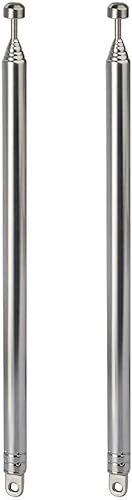 Bingfu Antena telescópica de 29.1in AM FM de 7 secciones (paquete de 2) compatible con radio portátil interior receptor estéreo para el hogar, audio