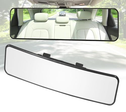 Kitbest Rétroviseur, rétroviseur intérieur convexe 290 mm à clipser sur le rétroviseur grand angle pour réduire efficacement l'angle mort pour les...