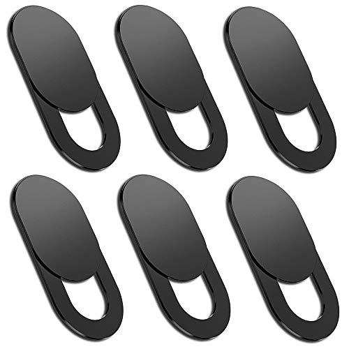 6 Pack Webcam Cover Slide, 0.02Inch Ultra-Thin Camera Cover for MacBook iPad iPhone 12 Pro Air Mini SE Plus, Laptop, PC, Tablets, Smart Phones Protect Privacy and Security (Black)