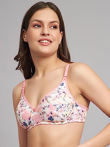 Image of Women's Cotton Floral Printed Lightly Padded Full Coverage Non-Wired T-Shirt Bra