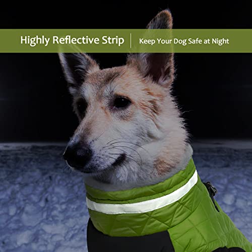 Image of LeLePet Warm Fleece Dog Jacket, XX-Large, Lime, Adjustable, Reflective, Water-Resistant, Windproof, Turtle Neck, for Small Medium Large Dogs