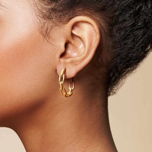 Gold Hoop Earrings for Women 14K Gold Earrings for Women Design Hypoallergenic Lightweight Gold Hoop Earrings Women Earrings Hoops 25 MM/ 30 MM3