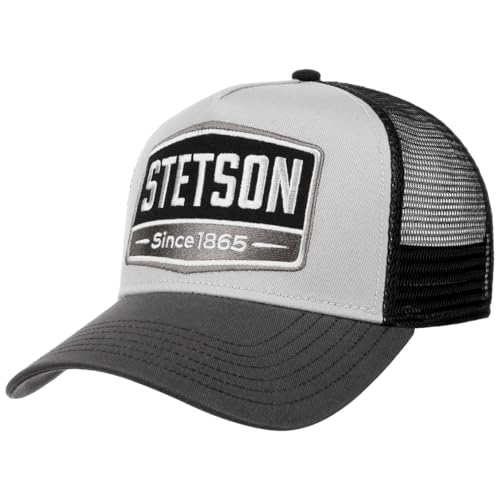 Stetson Highway Trucker - Gorra de béisbol para mujeres/hombres, de malla, con visera de verano, invierno, talla única, color gris y negro, Gris-negro, 6 3/4 / 7 1/4