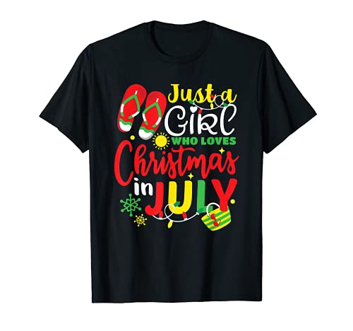 Just a Girl who loves Christmas in July Shirt, Summer Beach Camiseta