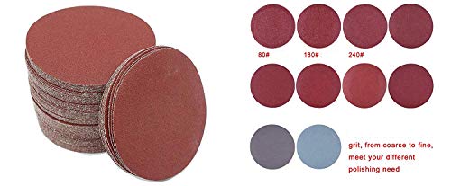 Image of DIY Crafts 25mm 1 inchinch Sander Disc Sanding Discs Paper with Abrasive Polish Pad Plate + 1 /4 Inch Shank for Rotary Grits 60 /80 /100 /120 /240 (Pack Of 75 Pcs Combo, Silver Brawn & Hook & Loop)