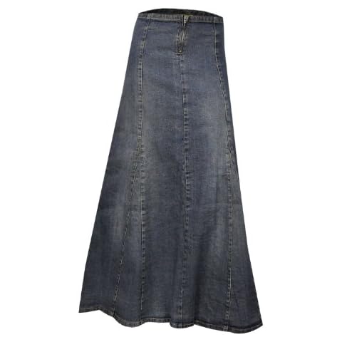 Clove Jeans A Line Blue Stretch Denim Ankle Length Maxi Skirt Plus Size 14 16 18 20 22 24 Cover