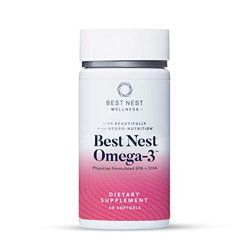 Best Nest Omega-3 Fish Oil, Once Daily DHA + EPA Supplement, Wild Caught Fish, Immune Support, 30 Softgels, Best Nest Wellness