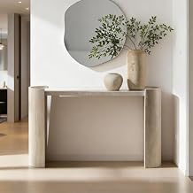 Console Table, W53.15 Entryway Modern Console Tables for Living Room Hallway Sofa Behind Couch Wooden Entry Way Foyer Accent Entrance Faux Marble Pattern Beige