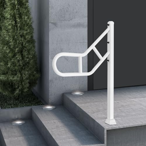 Pasamanos en forma de U, 59 cm, pasamanos para escaleras, barandilla de entrada de alta calidad para balcón, escalera y parapeto (blanco)