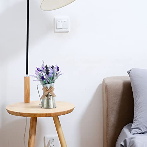 Huadanbor 15“Artificial Flowers, Metal Pitcher Artificial Lavender Flowerpot In Bathroom And Dining Table Center, Wedding Decoration Vases, Summer Vase, Purple Decoration, Bowknot Vase (Purple) #TOP3