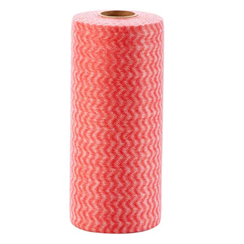 Hoshen Paño de limpieza reutilizable, paño no tejido para cocina y hogar, sin pelusas, paño de limpieza desechable, paño de cocina, rojo