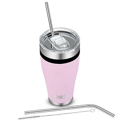 Linkit 30oz Tumbler with Lid and Straws - Stainless Steel Vacuum Insulated Travel