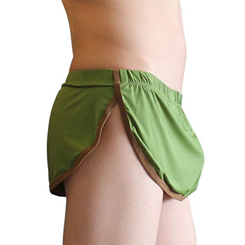 KAMUON Menâ€™s Sexy Pouch Thong G-String Boxer Underwear Panties Home Sleep Shorts (US M = Asian Tag L : waist 31"-33", 1 Pack-Green)