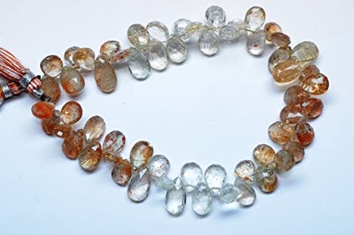 Perles pierre de soleil d'Afrique naturelle de 6x8-6x11mm briolette poire facettée fil LKBEADS