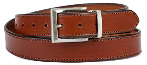 Medium Brown Dress Belt, Single Stitching, 100% Bridle Leather, 1-3/8"