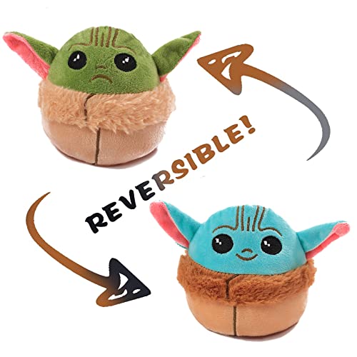 Baby Yoda Reversible Plushie Toys Baby Yoda Plush Squishmallow Double-Sided Flip Baby Yoda Stuffed Animal to Show Daily Mood(High 17cm)