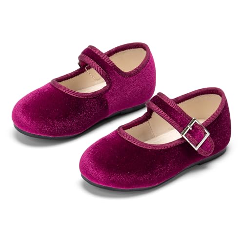 Image of PHIRAMIN Toddler Flower Girl Glitter Dress Shoes Little Girl Ballet Flats Bow Wedding Party