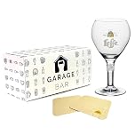 Leffe Beer Glass with 2X Beer Drip Mats | Gift Boxed from GarageBar | 33cl Chalice Glass | Gift for Father's Day, Christmas, Birthday
