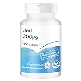 Vitamintrend Jod 200μg, 300 Tabletten, schluckfreundlich, 200μg pro Tablette, hochdosiert, Nahrungsergänzungsmittel vegan ohne Magnesiumstearat, in Deutschland hergestellt