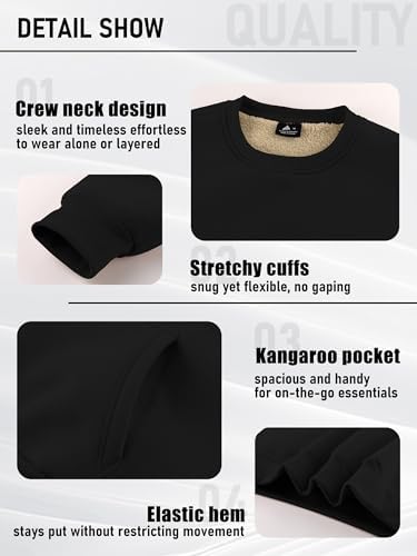 ZITY Men's Fleece Lined Sweatshirt Thick Sherpa Sweatshirts Kangaroo Pocket - image 5