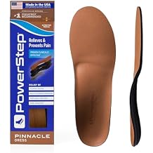 PowerStep Pinnacle Dress Orthotic Insoles, Arch Pain Relief for Dress Shoes, Plantar Fasciitis Relief, Supports Pronation, Made in The USA Mens 5-5.5 / Womens 7-7.5