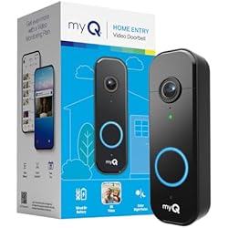 Chamberlain myQ Video Doorbell | 2K Camera, Battery/Wired, Color Night Vision, Live with 2-Way Talk, Motion Detection & Real-Time Alerts, 150 Deg Wide View, Black