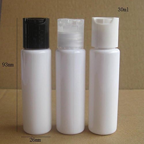 50pcs 30ml white Pet Cream bottle, 1OZ Cream Bottle With Disk Cap, 30cc Cosmetic Container, Plastic Packaging (Clear Cap)