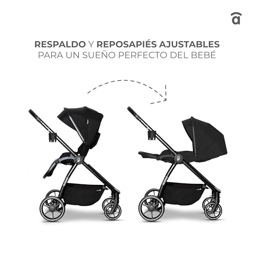 Miniatura 2 de Asalvo Rodas Trío Convertible, 3 En 1, Silla De Paseo, Carrito De Bebé, Silla De Auto, Confortable, Segura, Capota Extensible, Suspensión En Las Ruedas, Freno Trasero, Carga Máxima 23 Kg, Negro