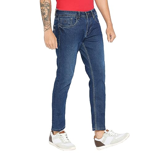Image of Being Human Green Skinny Cropped Fit Men's Denims Clothing
