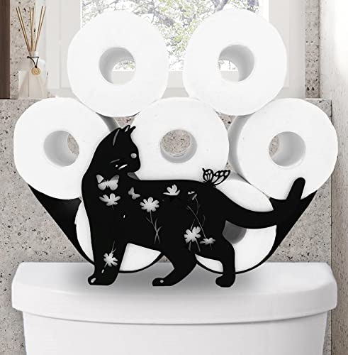 Black Cat Toilet Tissue Holder,Animal Paper Holders,Decorative Metal Paper Holder,Funny