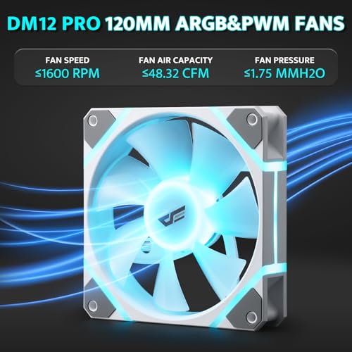 Image of darkFlash 3-Pack 120mm PC Case Fans with Controller Hub & Remote, PWM ARGB Sync, Addressable RGB Cooling Fans for Computer Case & High Airflow(DM12PRO) (White)