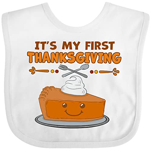 inktastic It's My 1st Thanksgiving with Cute Smiling Pumpkin Pie Baby Bib