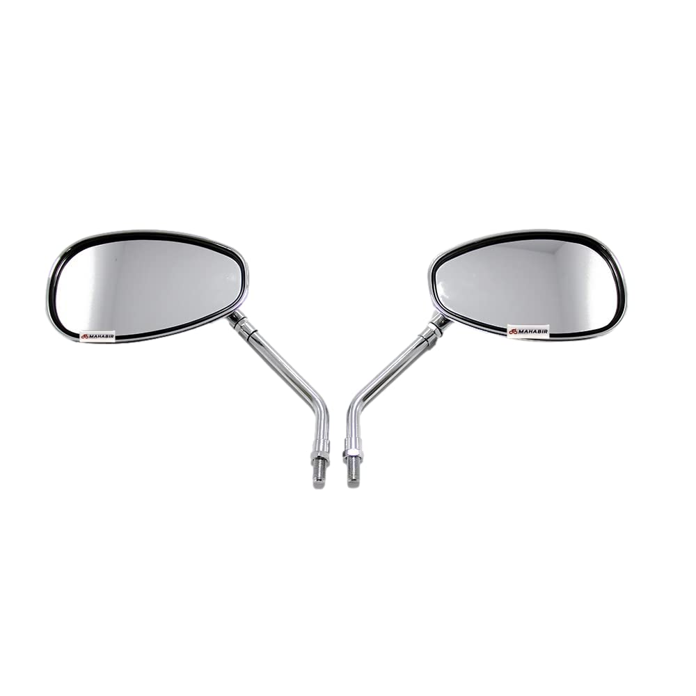 MAHABIR Front Oval Mirror For Scooter Vespa with Chrome Plating - Set of 2