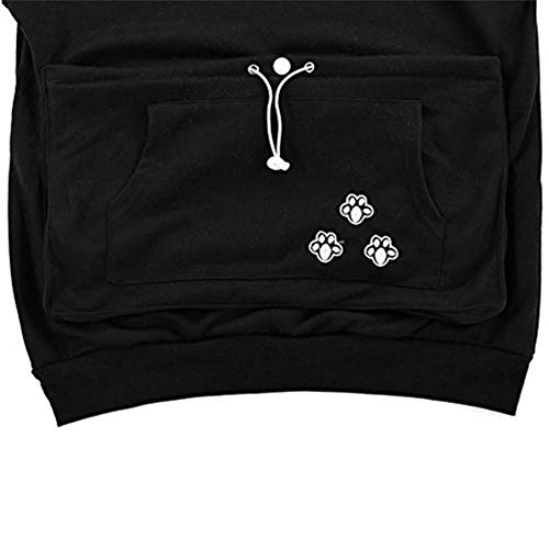 Womens Pouch Hoodie Big Kangaroo Little Pet Dog Cat Carrier Sweatshirts (Dark Grey,4XL)