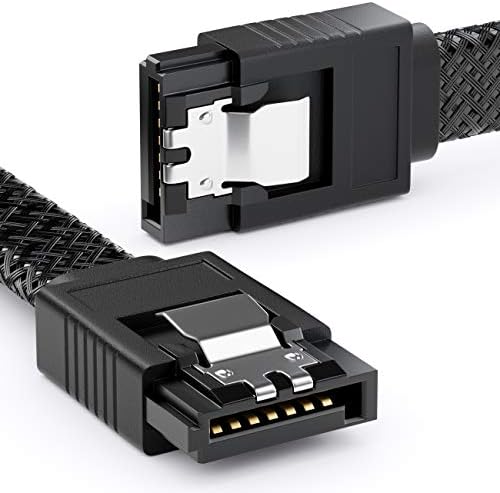 deleyCON 3x 50cm (1.64 ft.) SATA 3 Nylon Cable Set Data Cable 6 Gbit/s Connector Connection Cable Main Board HDD SSD Hard Drive 2 S-ATA Connector Straight Black
