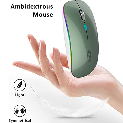 Uiosmuph G12 Wireless Mouse, 2.4GHz with USB Receiver & USB C Adapter, Slim Rechargeable Silent Wireless Mouse for Laptop, PC, Macbook, Windows, Mac OS- Green - Image 5