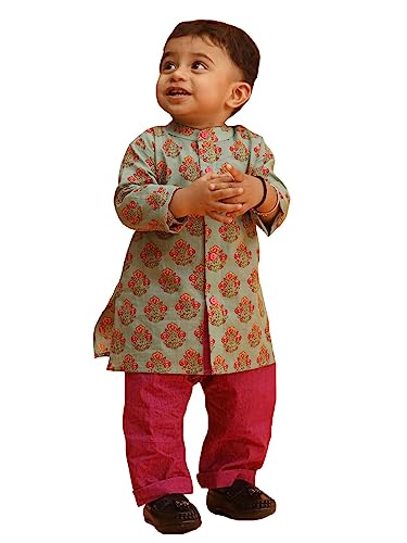 Image of Vastramay Infant Boys Cotton Blend Kurta Pyjama Set.
