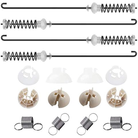 [UPGRADE]W10780048 Washing Machine Suspension Rods(4 Packs)+W10400895 Suspension Springs(4 Packs),Washer Suspension Rod Assembly Compatible with Whirlpool Kenmore Amana Maytag WTW4800XQ2 WTW4800XQ4 Cover