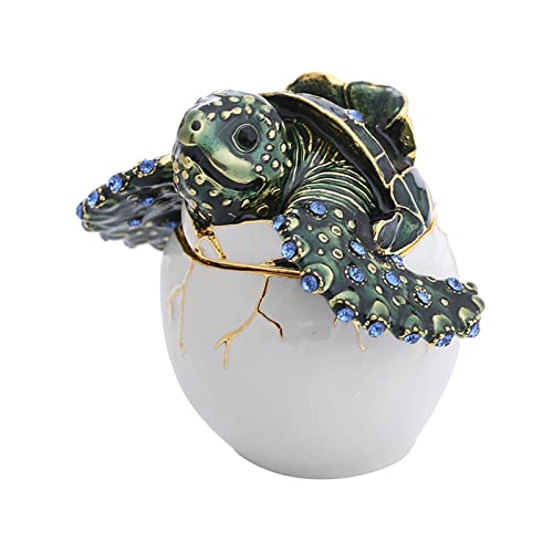 Boîte à bijoux grande tortue en émail pour bagues et colliers